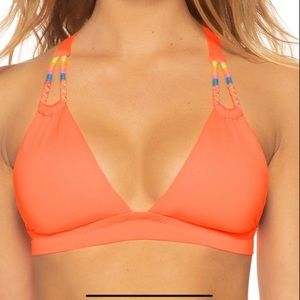 SoLuna neon orange Rising Sun halter top with fun color detail!